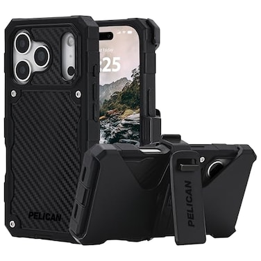 Pelican Shield iPhone 17 Pro Case Compatible with MagSafe Rugged Phone Case w 21ft MilitaryGrade Drop Protection Heavy Duty Phone Cover wBelt Clip Holster for iPhone 17 Pro Carbon