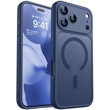 CANSHN Magnetic Compatible with iPhone 17 Pro Max Case Upgraded Full Camera Protection Compatible with Magsafe Translucent Matte Shockproof Protective Phone Cover 69 Inch Deep Blue