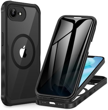 CENHUFO Magnetic Privacy Case for iPhone 16E iPhone 17E Compatible with Magsafe Full Body Phone Case Builtin 9H Glass Privacy Screen Protector and Camera Protector Shockproof Cover Black