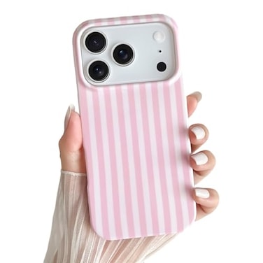 Yeddabox for iPhone 17 Pro Case Cute Striped Phone Case Soft TPU Slim Shockproof Phone Cover for Women Girls Pink