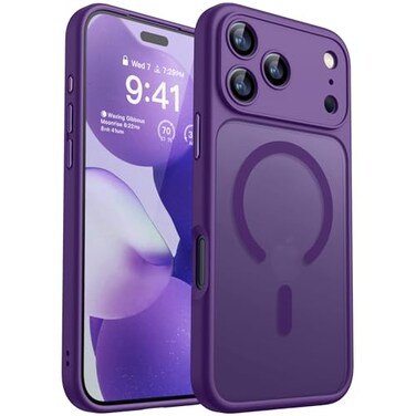CANSHN Magnetic Compatible with iPhone 17 Pro Max Case Upgraded Full Camera Protection Compatible with Magsafe Translucent Matte Shockproof Protective Phone Cover 69 Inch Deep Purple