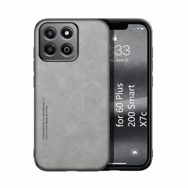 Kepuch Silklike Case Compatible for Honor 60 PlusHonor 200 SmartHonor X7c Magnetic Holder Builtin Metal Plate Cover Bumper Gray