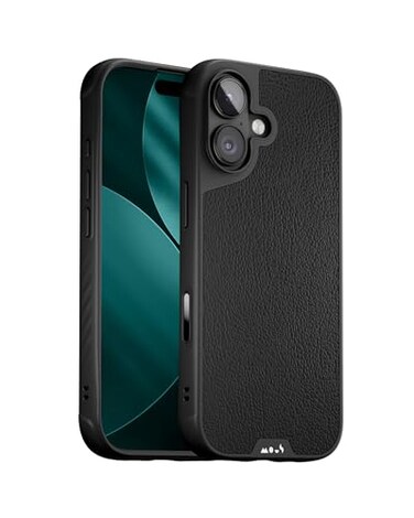 Mous for iPhone 17 Case Compatible with MagSafe Limitless Protective Black Leather Cover for iPhone 17 Shockproof Full Camera Protection AntiScratch Back Black