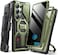 TONGATE Magnetic Stand for Samsung Galaxy S25 Ultra Case with Privacy Screen Protector Compatible with Magsafe Military Drop Protection S25 Ultra Case with Camera Cover Belt Clip Green Privacy
