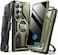 TONGATE Magnetic Stand for Samsung Galaxy S25 Ultra Case with Privacy Screen Protector Compatible with Magsafe Military Drop Protection S25 Ultra Case with Camera Cover Belt Clip Green Privacy