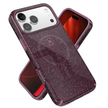 Speck CANDYSHELL Grip MS Case for iPhone 17 Pro Max Plumberry Glitter Slim Protective Grip Drop Protection MagSafe Compatible
