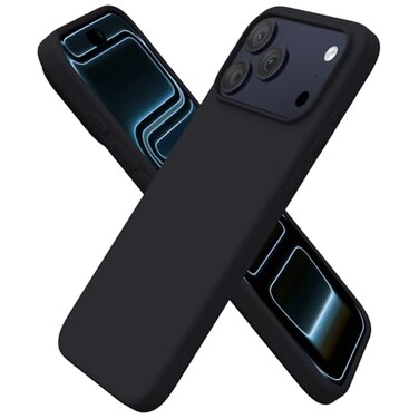 ORNARTO Compatible with iPhone 17 Pro Max Case 69 Slim Liquid Silicone 3 Layers Soft Gel Rubber Shockproof Protective Cover with AntiScratch Microfiber LiningBlack