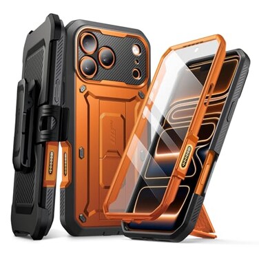 SUPCASE for iPhone 17 Pro Case with Camera Control Button Unicorn Beetle Pro Builtin Kickstand Screen Protector MilitaryGrade Protection Full Body Heavy Duty Phone Case Coral