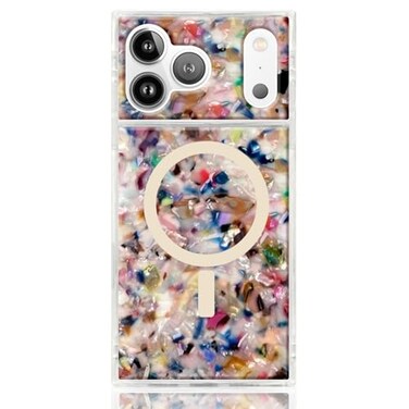 Flaunt Official Square Protective Case Compatible with iPhone 17 Pro Max Compatible with MagSafe Wireless Charging DropTested Shockproof Rainbow Confetti Tortoise Shell