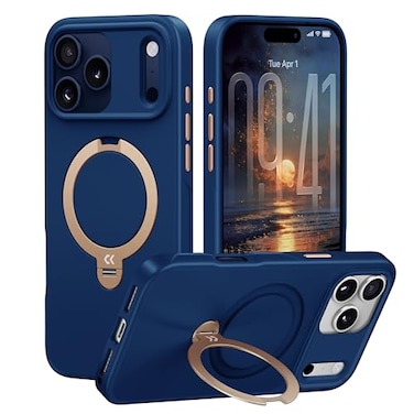 CASEKOO Marine Blue Designed for iPhone 17 Pro Case with Spin Magnetic Stand 16FT Military Protection NonSlip Edge Fit for MagSafe Shockproof for iPhone 17 Pro Case with Stand 63