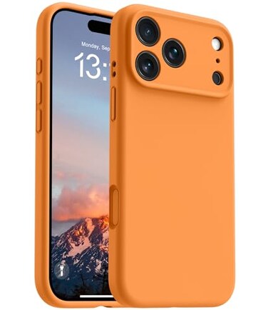 OTOFLY Magnetic for iPhone 17 Pro Max CaseCompatible with MagsafeClassic Liquid Silicone Mobile Phone CaseIntegrated Camera Control ButtonAntiScratch Microfiber Lining Orange