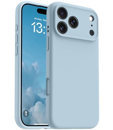 OTOFLY Magnetic for iPhone 17 Pro CaseCompatible with MagsafeClassic Liquid Silicone Mobile Phone CaseIntegrated Camera Control ButtonAntiScratch Microfiber Lining Baby Blue