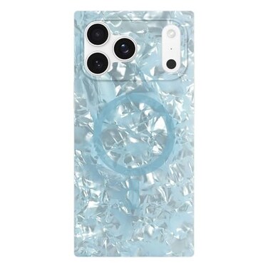 Flaunt Official Square Protective Case Compatible with iPhone 17 Pro Max Compatible with MagSafe Wireless Charging DropTested Shockproof ICY Blue Pearl
