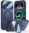 VOFATA Upgraded Full Camera Protection for iPhone 17 Pro Max Case with Camera Cover Stand Fit for MagSafe10FT MilGrade Protection Translucent Magnetic iPhone 17 Pro Max Phone Case Blue