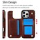 XIMAND for iPhone 16 Pro Max Case with Credit Card HolderRFID BlockingPU Premium Leather Double Magnetic Clasp Kickstand Heavy Duty Protective CoverBrown