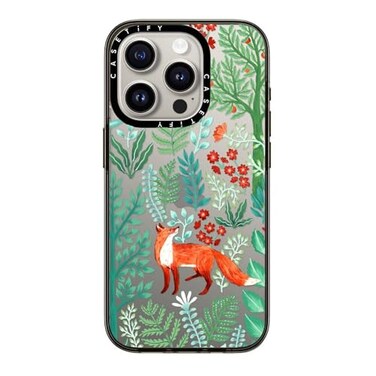 CASETiFY Compact Case for iPhone 15 Pro Lightweight 4 ft 2X Military Grade Drop ProtectionSlim Fox in The Woods Clear Black