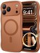 CAPRARO Magnetic for iPhone 17 Pro Case for Women Girls Upgraded Full Camera Protection Compatible with MagSafe Cute Wave Translucent Matte Phone Case for iPhone 17 Pro Dark Orange