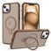 SKYLMW Compatible with iPhone 15 Plus Case with Invisible Magnetic ORing Stand MilitaryGrade Translucent Case for iPhone 15 Plus 67 Compatible with MagSafeGreat Grip FeelingDesert Brown