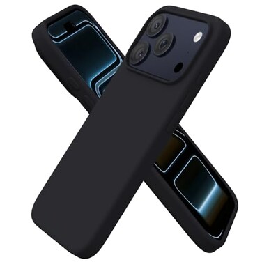 ORNARTO Compatible with iPhone 17 Pro Case 63 Slim Liquid Silicone 4 Layers Full Covered Soft Gel Rubber Shockproof Cover Protective Phone Case for iPhone 17 ProBlack