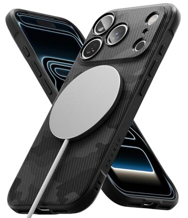 Ringke Onyx for iPhone 17 Pro Case Compatible with MagSafe Oil Dirt Resistant Individual Lens Covers for Cameras NonSlip Enhanced Grip Lightweight Cover Magnetic Camo Black
