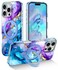 Lamcase for iPhone 16 Pro Max Case with Magnetic Invisible Ring Stand Compatible with MagSafe Full Body Rugged Slim Women Men Girl Shockproof Marble Pattern Design Case PurpleBlue