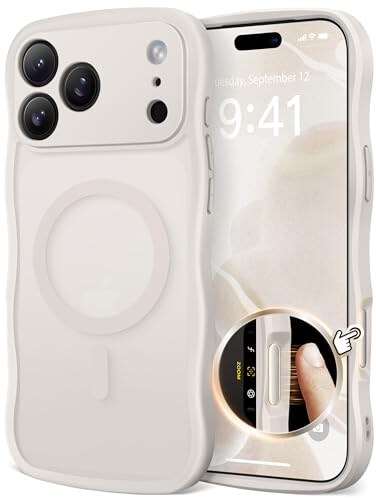 CAPRARO Magnetic for iPhone 17 Pro Case for Women Girls Upgraded Full Camera Protection Compatible with MagSafe Cute Wave Translucent Matte Phone Case for iPhone 17 Pro Stone