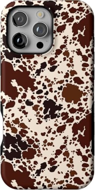 Casely iPhone 16 Pro Case Cowgirl Envy Cow Print Bold Protective Design Compatible with MagSafe