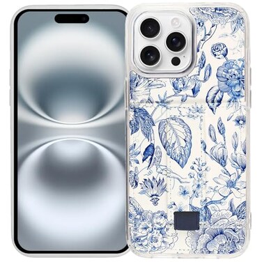 WALLI CASES for iPhone 16 Pro Max Case Aesthetic Wallet Phone Case Card Holder Securely Holds up to 2 Cards Cute Trendy Phone Cover for Women fits iPhone 16 Pro Max with Kickstand Finger Strap