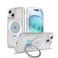 TaeliorTech Upgraded 360 Rotatable Magnetic Ring Stand for iPhone 15 Case 61 Compatible with MagSafe Military Drop Protection Matte Translucent Case for iPhone 15 Phone Case Frosted White