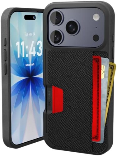Smartish iPhone17 Pro Wallet Case Wallet Slayer Vol 2 Slim Protective Credit Card Holder wKickstand Drop Tested Hidden Card Slot Cover for Apple iPhone17 Pro Black Tie Affair