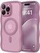 CAPRARO Cute for iPhone 14 Pro Max Case Compatible with MagSafe Curly Wave Edge Full Camera Protection 14 FT Drop Protection Magnetic Phone Case for 14 Pro Max 67 Inch Black Currant