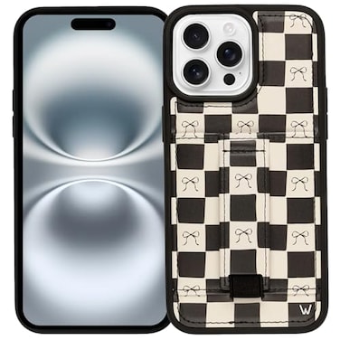 WALLI CASES for iPhone 16 Pro Max Case Aesthetic Wallet Phone Case Card Holder Securely Holds up to 2 Cards Cute Trendy Phone Cover for Women fits iPhone 16 Pro Max with Kickstand Finger Strap
