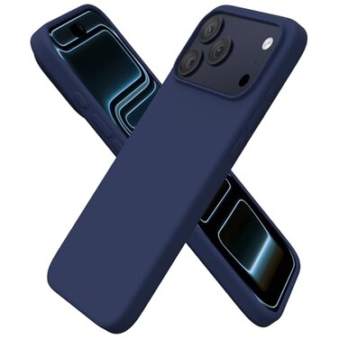 ORNARTO Compatible with iPhone 17 Pro Max Case 69 Slim Liquid Silicone 3 Layers Soft Gel Rubber Shockproof Protective Cover with AntiScratch Microfiber LiningNavy Blue