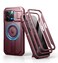 Dexnor for iPhone 15 Pro Case with Slide Camera Cover Adjustable Kickstand Builtin Screen Protector Magnetic Rugged Shockproof Bumper Cases HeavyDuty Magnetic Protective CoverMaroon Red