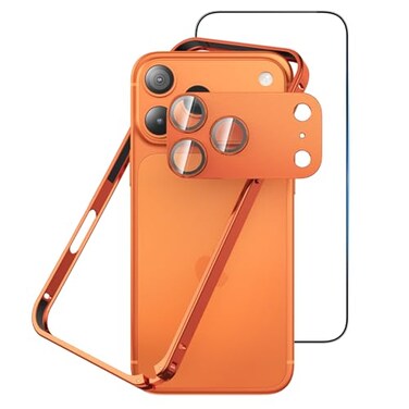 Eastcoo Metal Bumper Case for iPhone 17 Pro Aluminum Frame Slim CaseSeparate Metal Lens Protector HD Tempered Glass Screen Protector Hippocampal Buckle Design Cover for iPhone 17 Pro 63 Inch