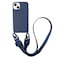 CQUUKOI Compatible with iPhone 13Crossbody Phone Case with Lanyard Cute Soft Silicone Case with Adjustable Shoulder Strap Shockproof Protector Compatible with Women Girls Brick Blue