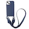 CQUUKOI Compatible with iPhone 13Crossbody Phone Case with Lanyard Cute Soft Silicone Case with Adjustable Shoulder Strap Shockproof Protector Compatible with Women Girls Brick Blue