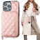 Bocasal Crossbody Wallet Case for iPhone 14 Pro Max RFID Blocking PU Leather Zipper Handbag Purse Flip Cover Kickstand Folio Case with Card Slots Holder Wrist Strap Lanyard 5G 67 Inch Rose Gold