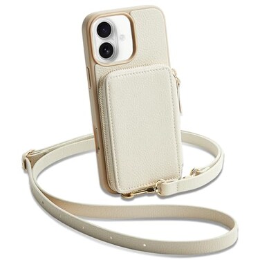 ZVE for iPhone 16 Case Wallet RFID Blocking Leather Case with Card Holder Crossbody Wrist Strap Phone Case for Women for iPhone 16 61 Beige