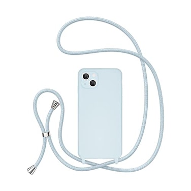 UEEBAI Crossbody Lanyard Phone case for iPhone 13 61 inch Silicone Phone Cover with Adjustable Necklace Strap Soft Belt Neck Cord Lanyard Shockproof Protective Case Baby Blue