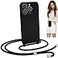 Blaspins Crossbody Lanyard Strap Case for iPhone 15 Pro HandsFree Neck Cross Body Wrist Adjustable Rope Removable Drop Protection Shockproof Silicone Case 61 inch 150 cm Strap iP15Pro Black