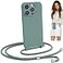 Blaspins Crossbody Lanyard Strap Case for iPhone 15 Pro HandsFree Neck Cross Body Wrist Adjustable Rope Removable Drop Protection Shockproof Silicone Case 61 inch 150 cm Strap iP15Pro Pine Green