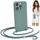 Blaspins Crossbody Lanyard Strap Case for iPhone 15 Pro HandsFree Neck Cross Body Wrist Adjustable Rope Removable Drop Protection Shockproof Silicone Case 61 inch 150 cm Strap iP15Pro Pine Green