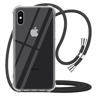 YESPURE for iPhone Xs Max Clear Case Adjustable Shoulder Neck Lanyard Crossbody Strap Phone Cover Women Girls Soft Slim Shockproof Protective Mobile Case for iPhone Xs Max Black