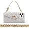 Omio for iPhone 16 Pro Max Wallet Case with Card Holder Luxury Chain Case with Long Pearl Shoulder Crossbody Lanyard Wrist Strap Soft Silicone Handbag Cover for iPhone 16 Pro Max Women Girls White