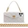 Omio for iPhone 16 Pro Max Wallet Case with Card Holder Luxury Chain Case with Long Pearl Shoulder Crossbody Lanyard Wrist Strap Soft Silicone Handbag Cover for iPhone 16 Pro Max Women Girls White