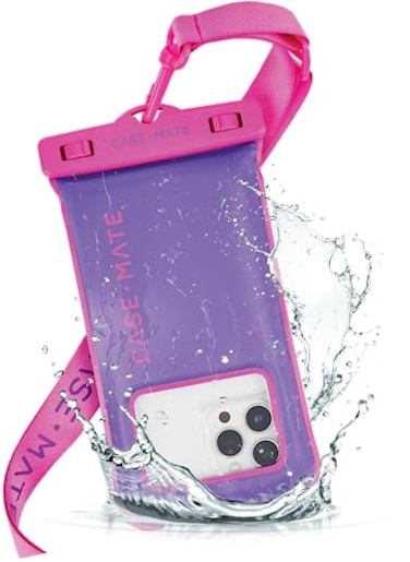 Case-Mate CaseMate IP68 Waterproof Phone Pouch Floating Waterproof Phone Case wCrossbody Lanyard Beach Cruise Ship Travel Essentials Compatible with All Devices Touchscreen Friendly Purple Paradise