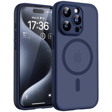 TOCOL Magnetic for iPhone 15 Pro Max Case Upgraded Full Camera Protection Compatible with Magsafe Drop Protection Translucent Matte Back Bumper Phone Cover 67InchBlue