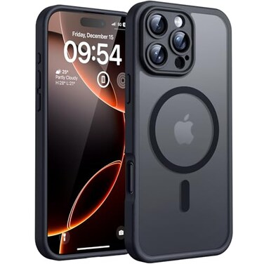 TOCOL for iPhone 16 Pro Max Case Compatible with Magsafe Full Camera Protection Drop Protection Magnetic Translucent Matte Back Bumper Phone Case for 16 Pro Max 69Inch Black