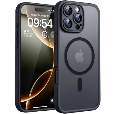 TOCOL for iPhone 16 Pro Case Full Camera Protection Compatible with Magsafe Drop Protection Translucent Magnetic Matte Phone Case for iPhone 16 Pro 63 inch Black
